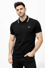 Premium Double PK Cotton Polo Black T-shirt #1003