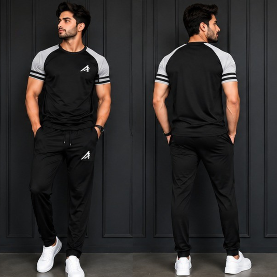 Premium Black Dryfit Summer Tracksuit #1007
