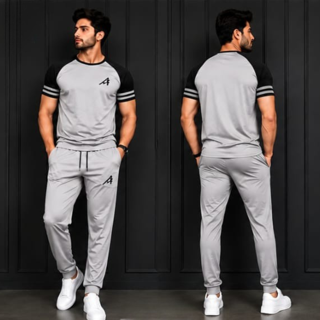 Premium Silver  Dryfit Summer Tracksuit #1007