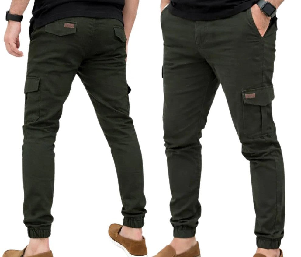 Streachable Olive Crgo 6 Pocket Trouser #1001