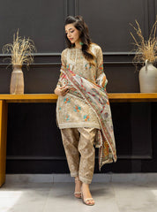 3 PCS UNSTITCHED SUIT|FABRIC Linen  #1004
