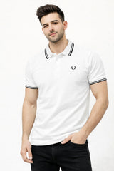 Premium Double PK Cotton Polo white T-shirt #1003